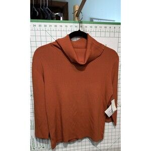 Joseph A. Cowl Neck Ribbed Knit Top XL Rust Orange Style 5246N Long Sleeve NWT